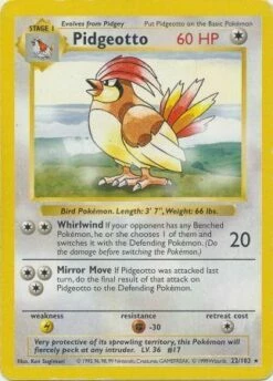 Pidgeotto 22-102 (Shadowless)
